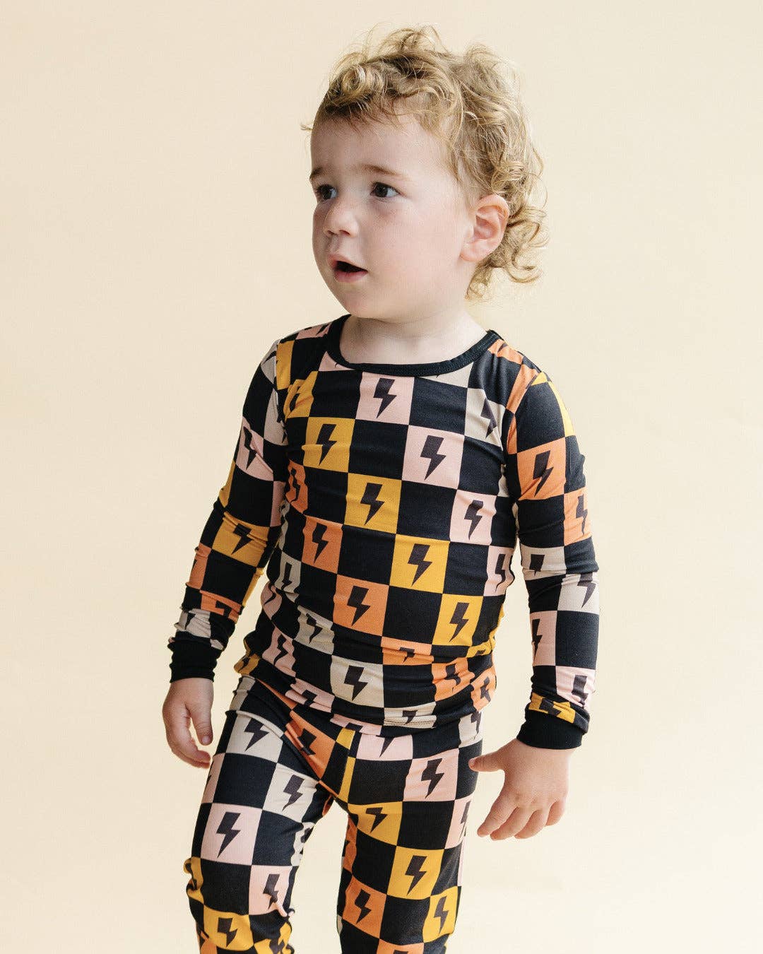 Bamboo Two Piece Kids Clothing Set | Colorful Checks & Bolts