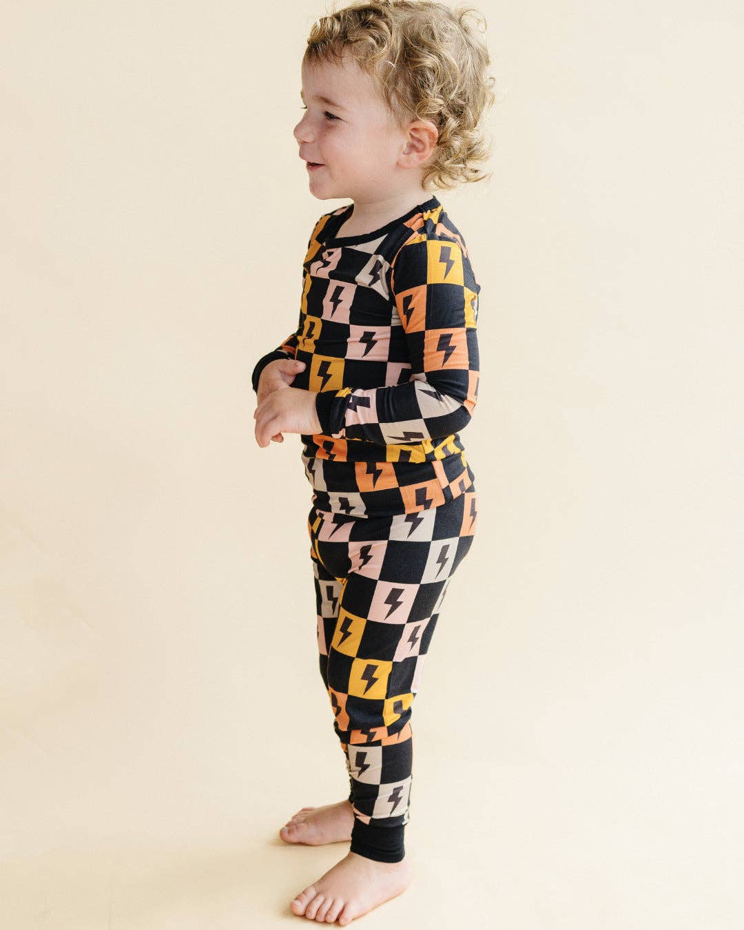 Bamboo Two Piece Kids Clothing Set | Colorful Checks & Bolts