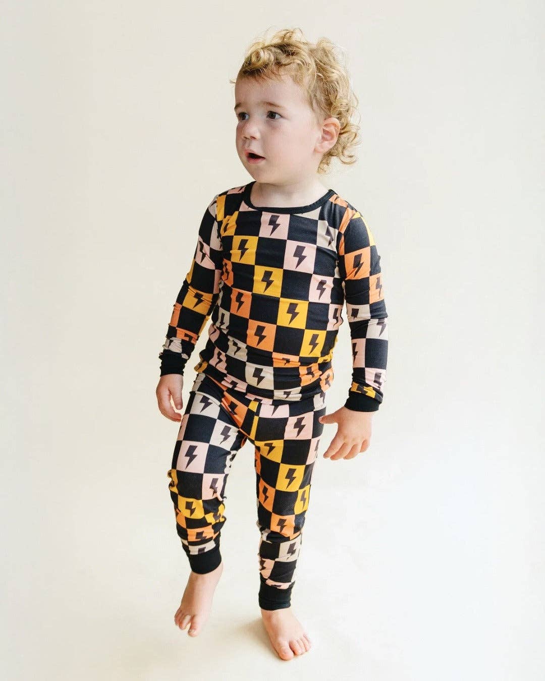 Bamboo Two Piece Kids Clothing Set | Colorful Checks & Bolts